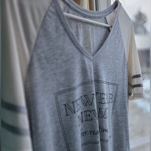 Gray and Cream Graphic T-Shirt
